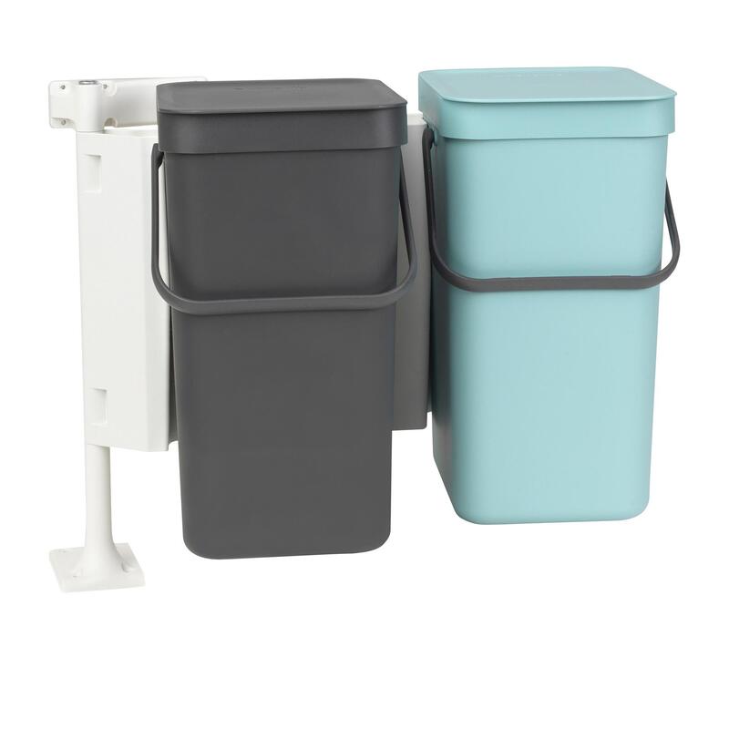 POUBELLE DOUBLE DE CUISINE BRABANTIA 12L GRIS/BLEU ﻿ Sache maison et